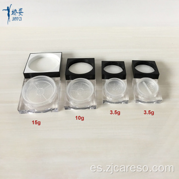 Tarro cosmético cuadrado de polvos sueltos de 3g 10g 15g